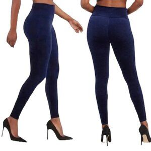 Spanx Magic High Rise Velvet Leggings Size XL Lapis Night Velour Pull On 2070